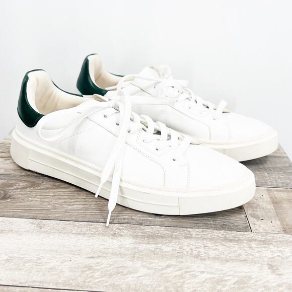 Zara Back Contrast White Leather Lace Up Sneakers - Picture 1 of 12